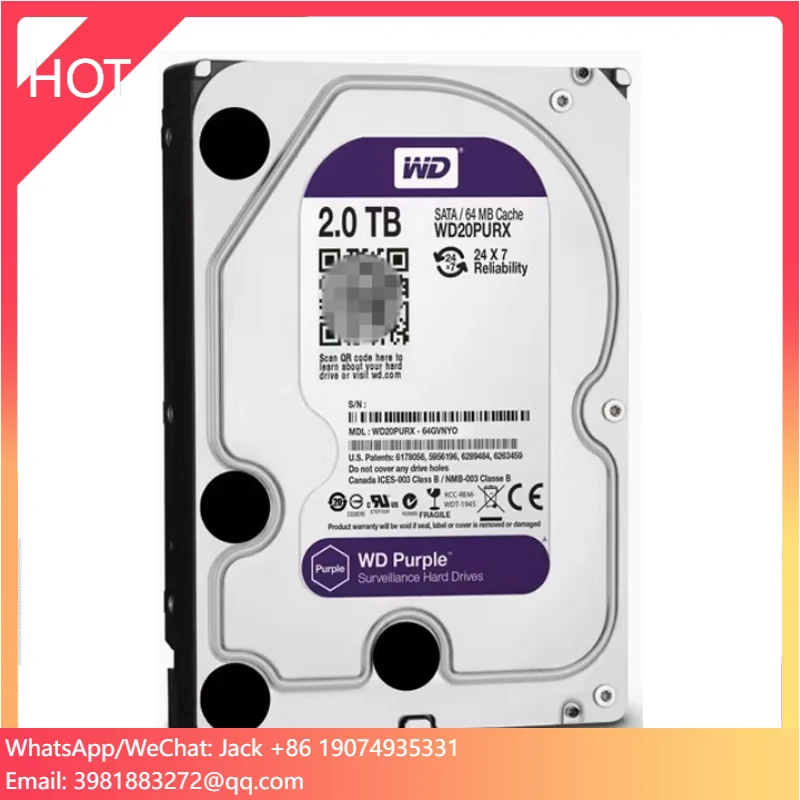 

For 2TB Purple For WD Surveillance Hard Drive WD20PURX WD20EJRX WD23PURZ For Desktop Refurbished With SATA Expansion P