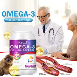 Omega 3 Fish Oil Capsules Triple Strength Intelligence Development Help Support Brain & Heart Health Includes EPA & DHA Softgel