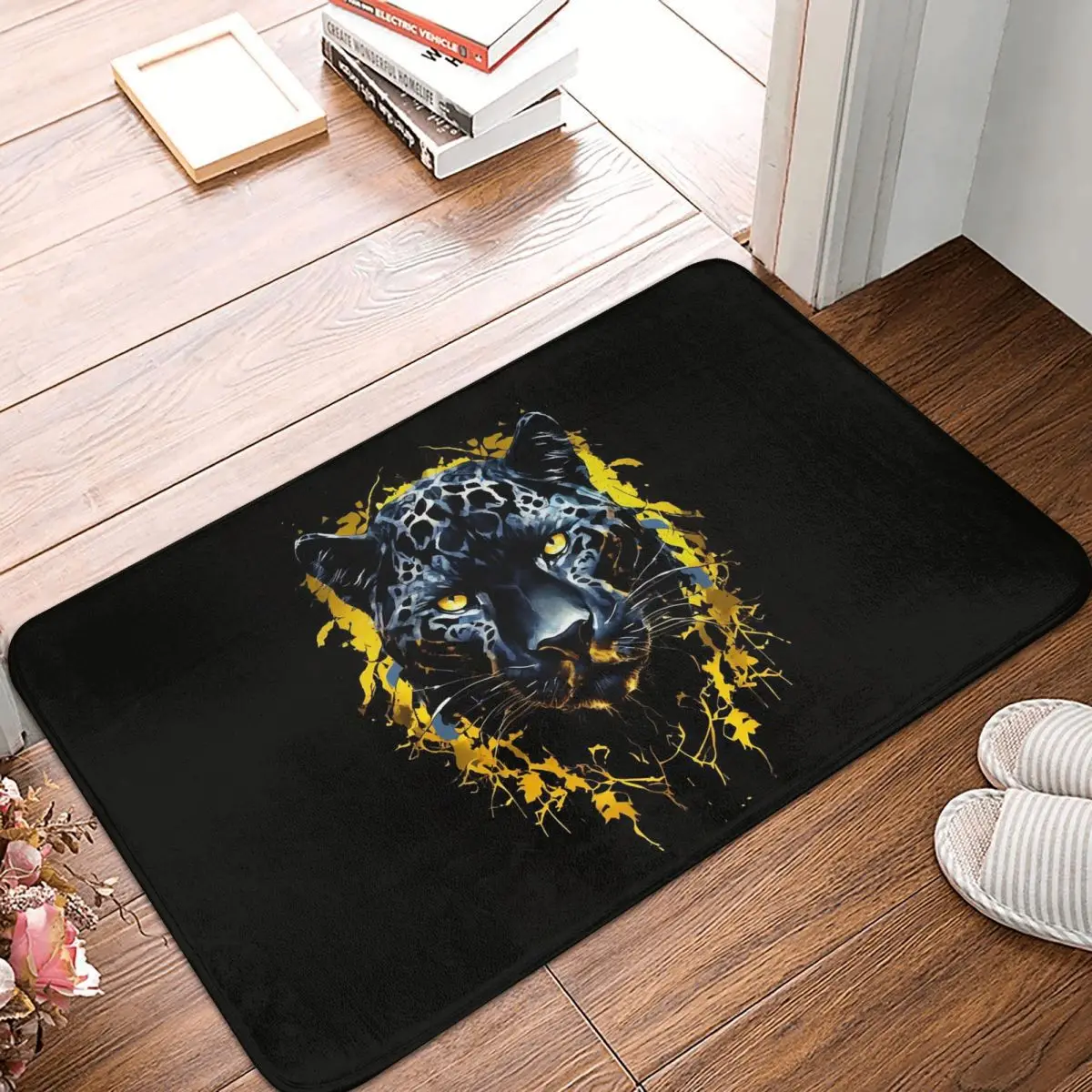 The Black Leopard Has Yellow Eyes Print Doormat Kitchen Entrance Home Floor Mat Non-slip Carpet Rug for Bathroom Footpad Mats