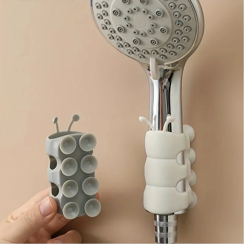 2pcs Caterpillar shower rack, Caterpillar shower head suction cup mount, universal no-drill movable fixed base, shower accessori