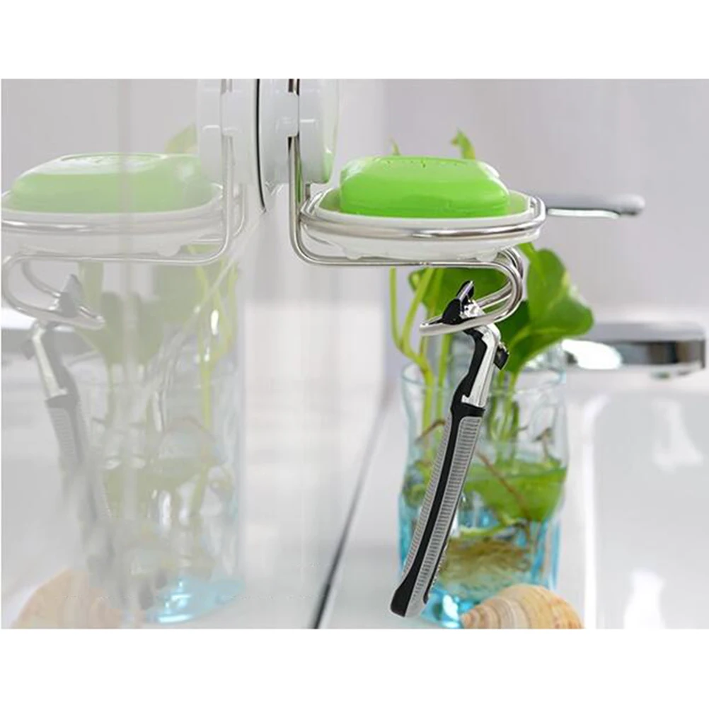 

Suction Soap Dish Holder White Plastic Stainless Steel Wall Mount Bathroom Accessories Tile Glass Surface Easy