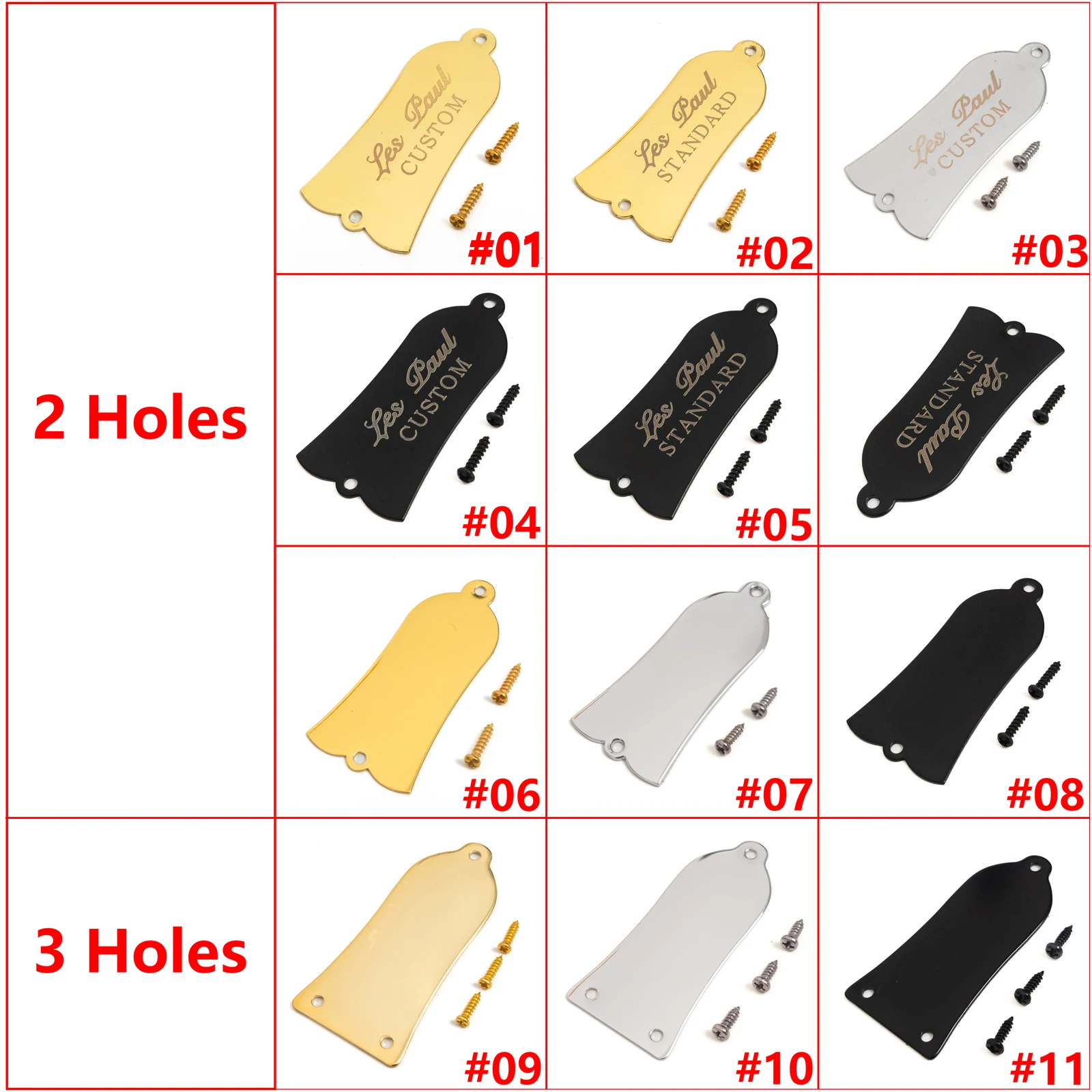Electric Guitar Truss Rod Cover Plate 2-Hole/3-Hole Metal Replacement Part in Black/Gold/Chrome for LP & ST Style Guitars