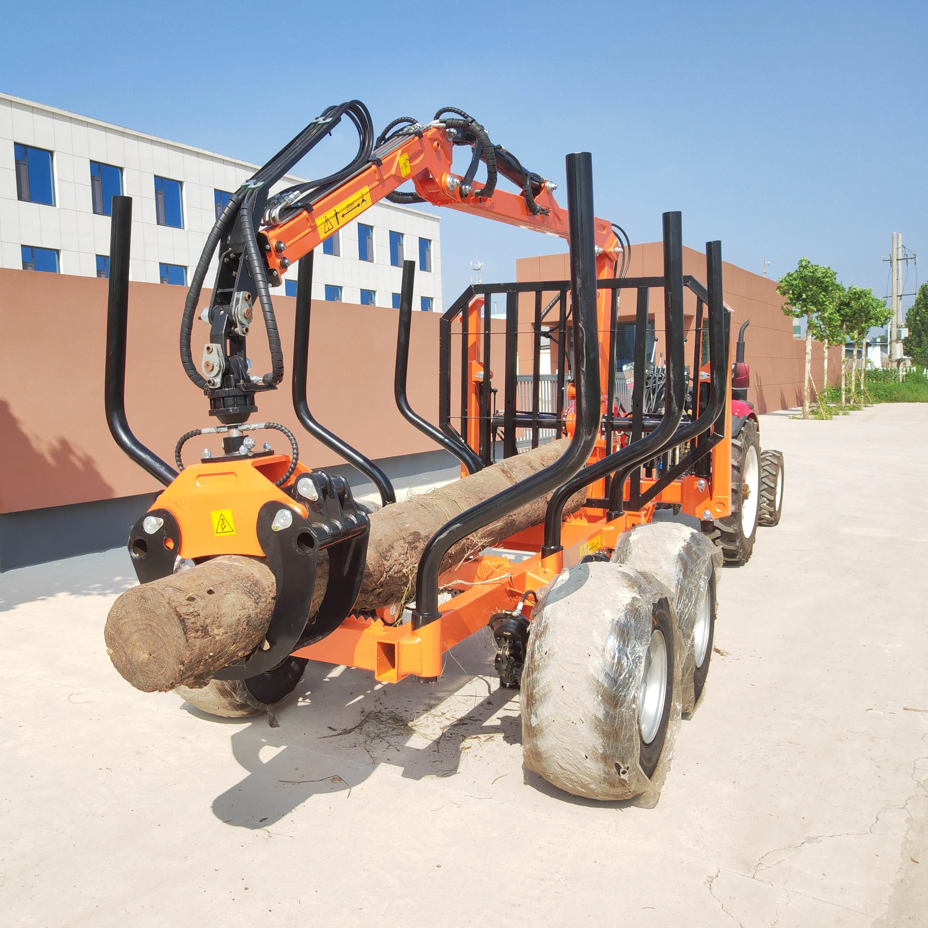 Farm Trailer PTO Hydraulic Timber Loading Log Trailer 4wd  Log Trailer With Crane Timber Loader Log Splitter