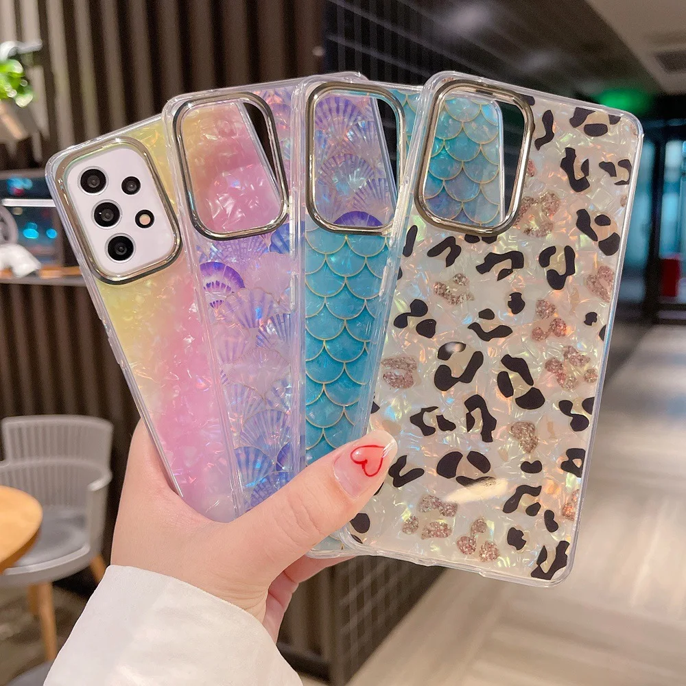 Plated Leopard print For iPhone 14 Pro Max 13 12 Mini 11 X XR XS 7 8 Plus 6 6S SE Fish Scale Soft silicone phone case