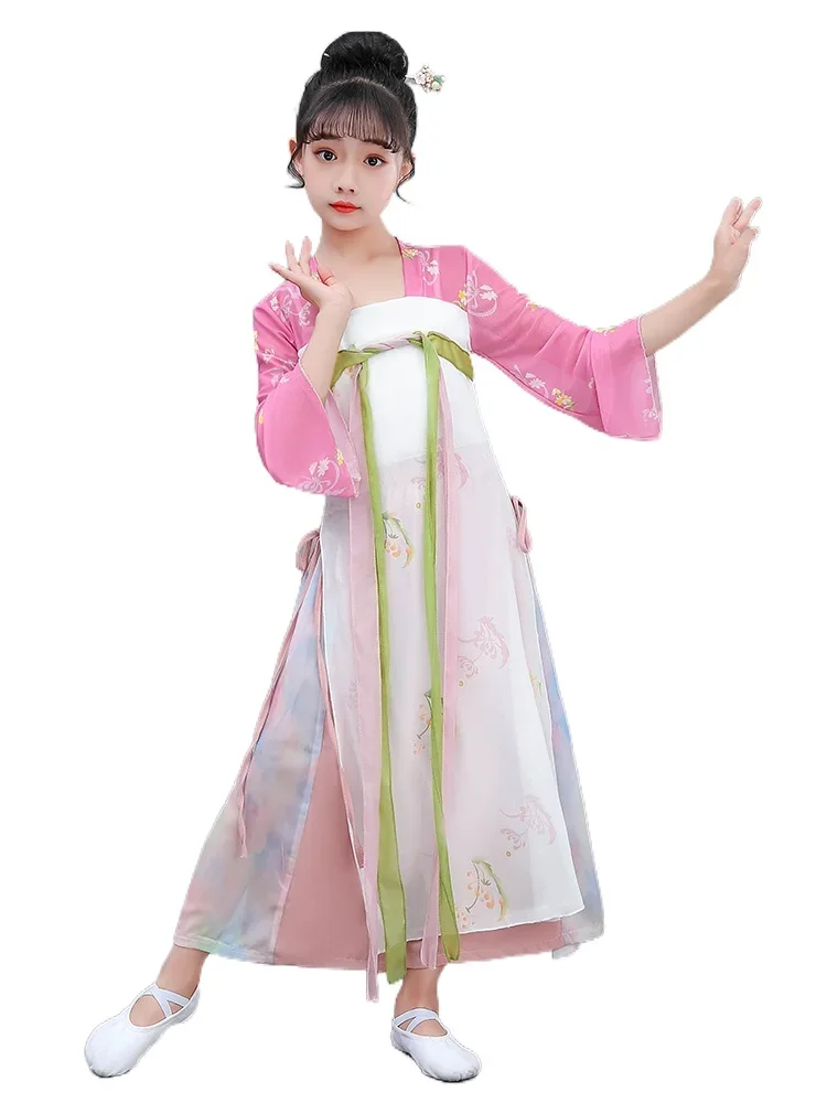 

Children's classical dance dress elegant Han suit chest length skirt broken girls' body charm gauze dress Dance in China