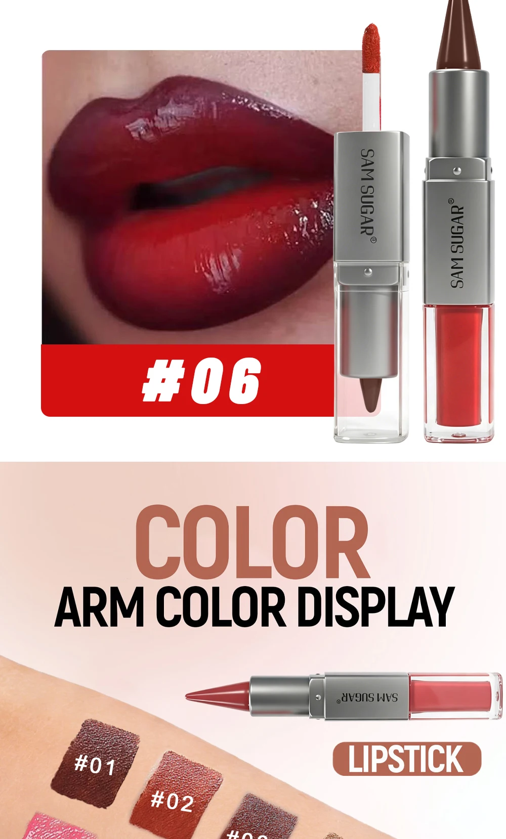 Doppelkopf-Lipgloss-Lipliner Zwei in Einem Feuchtigkeitsspendende Textur Langanhaltender Glanz Einfach aufzutragen Natürliches Lippen-Make-up – Detail 9