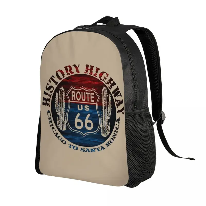 Custom Route 66 America Road Vintage Trip Backpacks for Men Women School College Students Bookbag Fits 15 Inch Laptop Bags