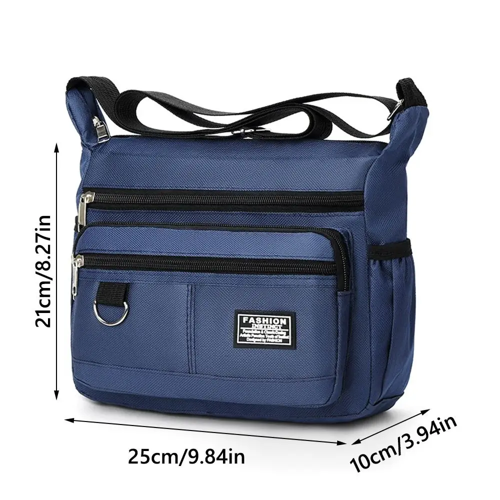 Leisure Oxford Men Messenger Bag Square Shape Multi-layer Travel Crossbody Bags Large Capacity Zipper Storage Pocket Travel