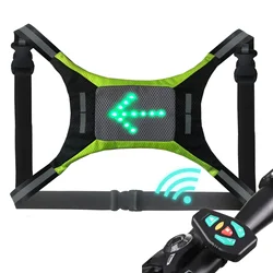 LED Reflective Vest USB Rechargeable Remote Control Turn Signal Light Vest Bicycle Warning Vest For Cycling Runing Walking