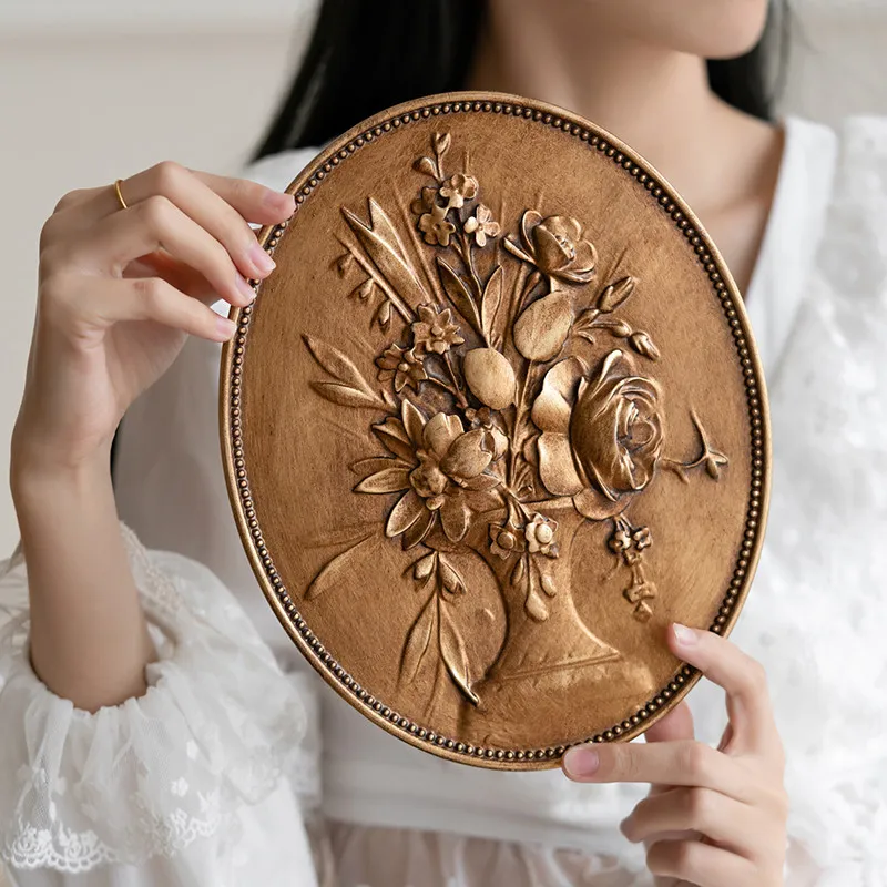 Decorative Resin Wall Accents Baroque Retro Relief Wall Accents Palace Style 3D Carved Modern Living Room Decoration Crafts