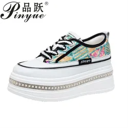 Women Casual Glitter Shoes Mesh Flat Shoes Ladies Sequin Vulcanized Shoes Lace Up Sneakers Outdoor Sport Running Shoes 33-40