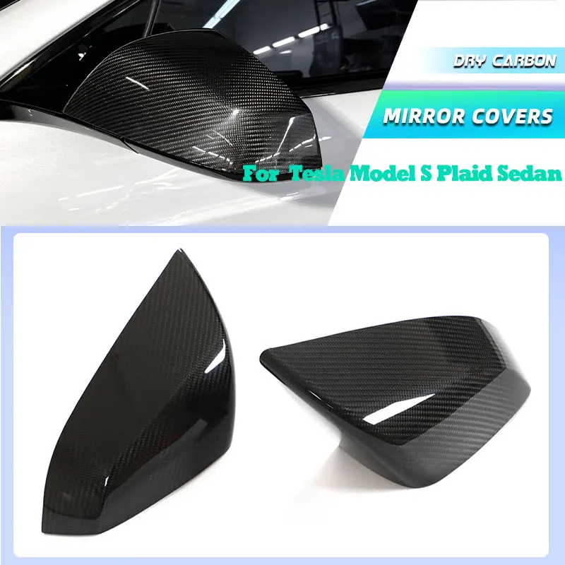 

Prepreg Dry Carbon Car Rearview Mirror Cover Caps for Tesla Model S Plaid Sedan 2021-2026 Racing Side Mirror Caps Shell Body Kit