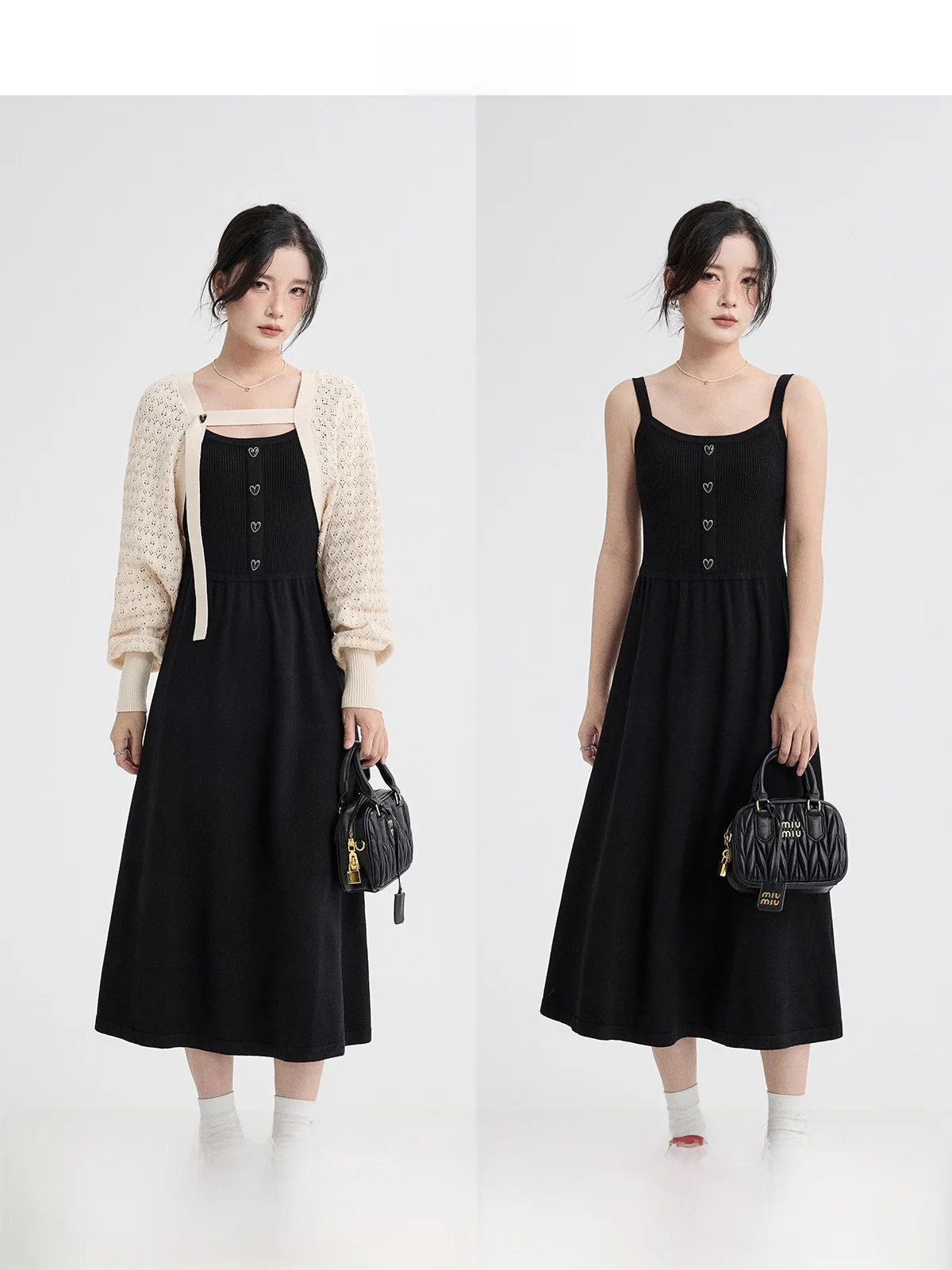 

Комплект Guier: вязаный кардиган и платье на бретельках, женский повседневный модный комплект, весенний сезон, с длинным рукавом, средней длины, стандартный крой, для взрослых