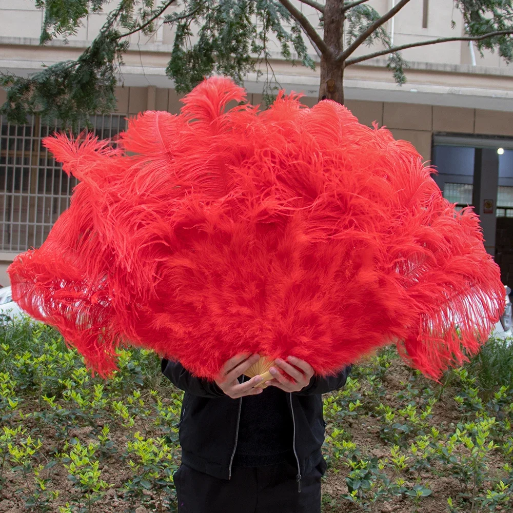 13 Shares Thick Rod Ostrich Feathers Fan 75cm Colored Handheld Plumes Fan Dancer Party Performance Ornament Stage Props Crafts