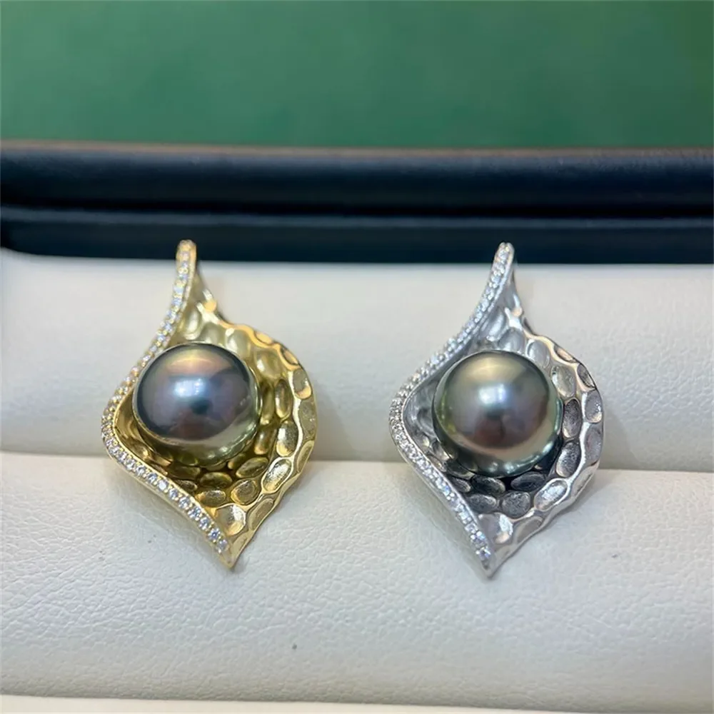 S925 Sterling Silver Pearl Pendant Setting, DIY Empty Bezel Cup Jewelry Supplies for Craft Making, Hollow Prong Pendant Findings