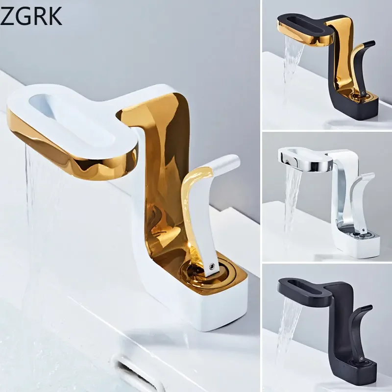 Creativity Bathroom Mixer Tap Waterfall Style Basin Faucet Hot and Cold Water Tap Bath Solid Brass Deck Mounted Torneiras