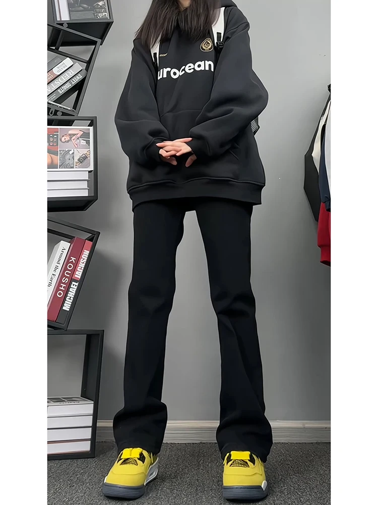 

Cleanfit Fce Lined Soft Denim Jeans Men's Autumn Winter Straight Leg Slimming High Waist Micro Flared Pants Long Youth Trend