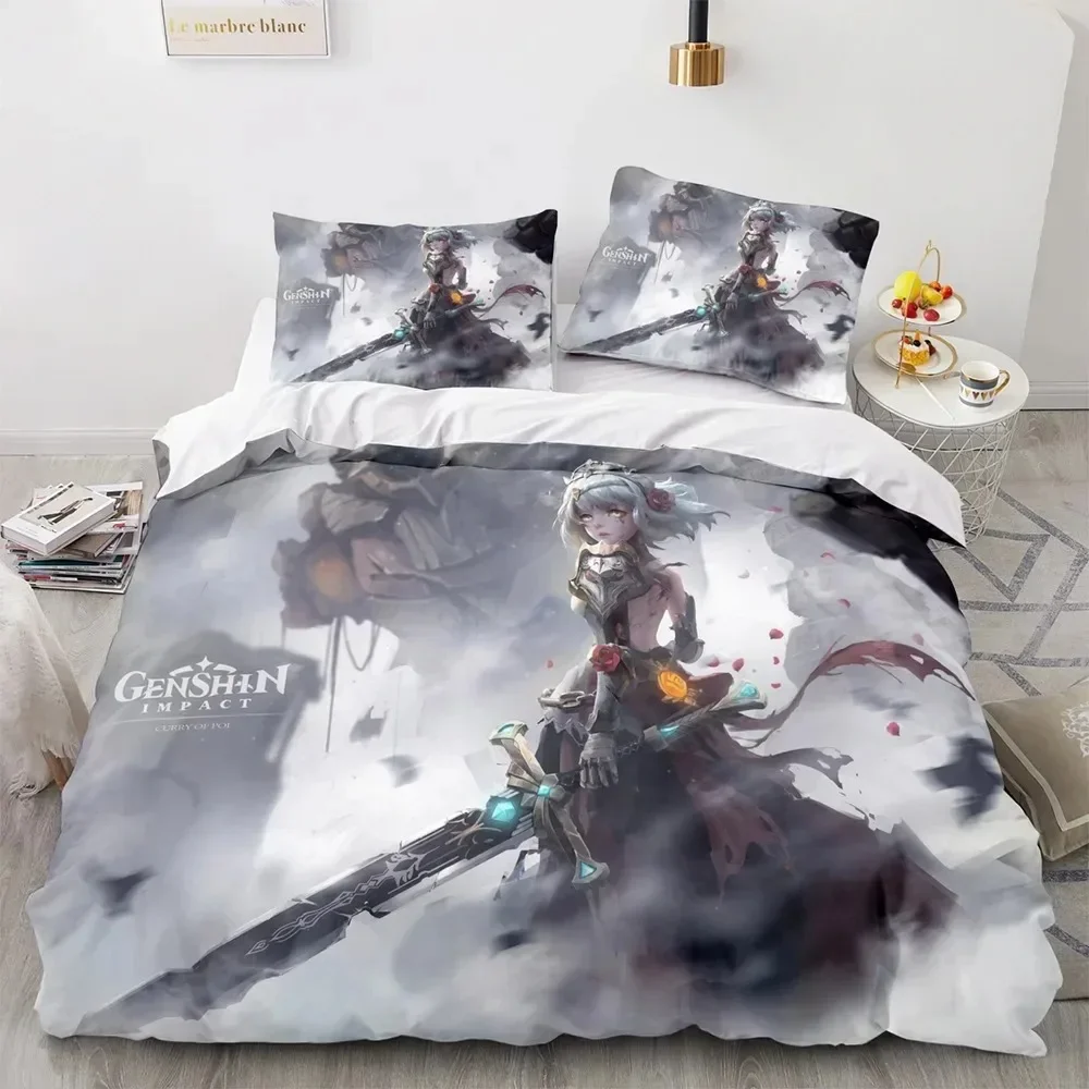 3D Game Genshin Impact Kamisato Ayaka Bedding Set Bedroom Soft Modern Bedspreads Comefortable Duvet Cover Quilt Cover Pillowcase