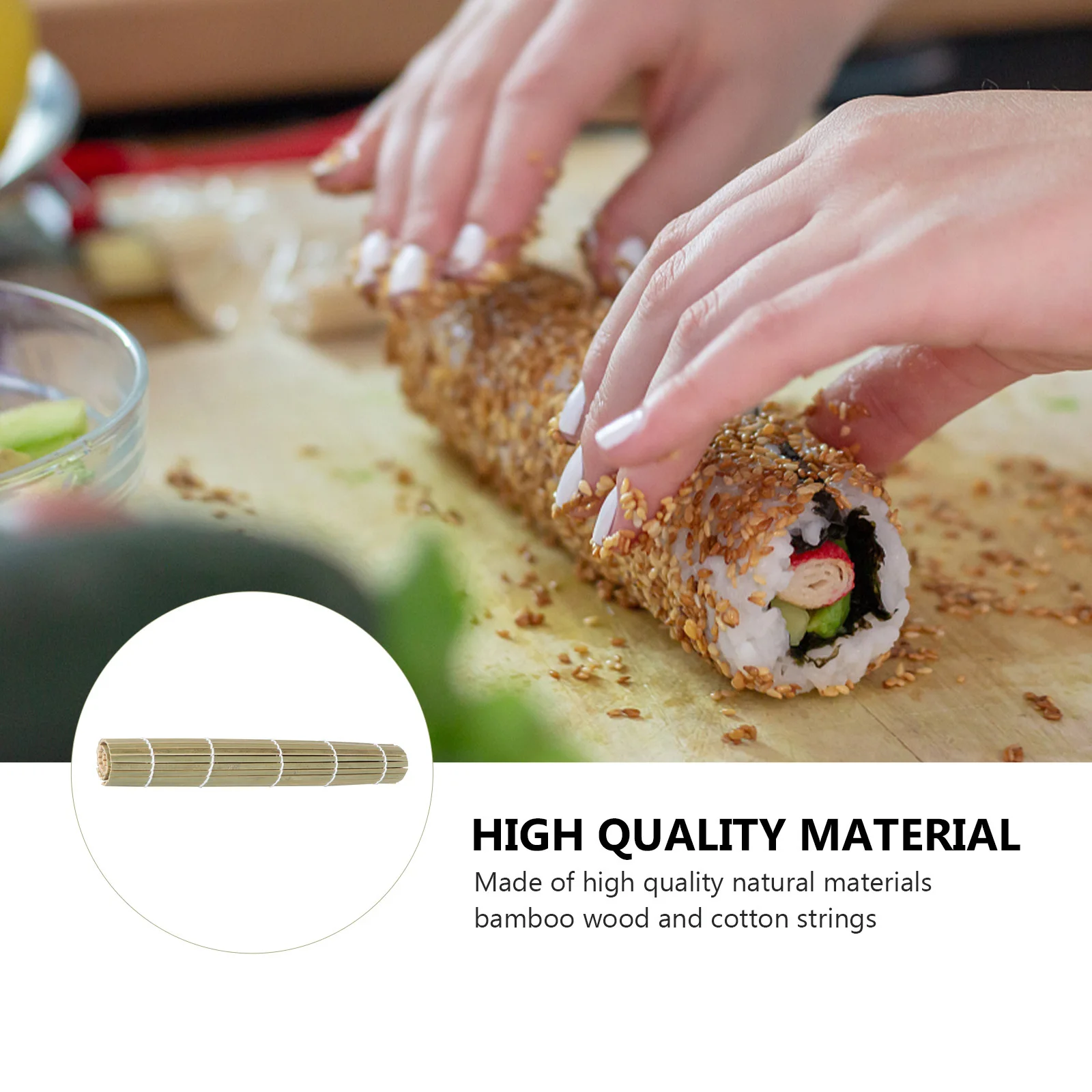 

1Pcs 24x24cm Bamboo Sushi Mat Green Wood Roll Pad Sushi Making Tool for Easy Homemade Maki Preparation