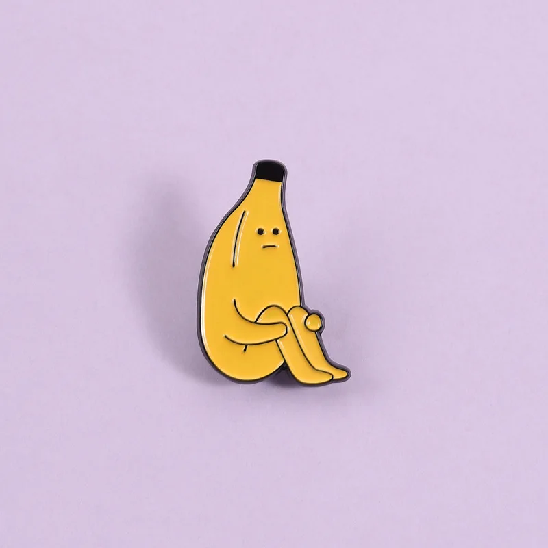 Cute Cartoon Anime Sad Banana Man Enamel Pins Humor and Funky Brooches Lapel Badges Jewelry Gift for Friends