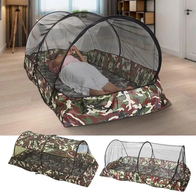 Imagem -03 - Rede de Mosquiteiro Portátil Dobrável para Viagens Mesh Tent com Zipper Camping ao ar Livre Cama de Solteiro Fundo Novo