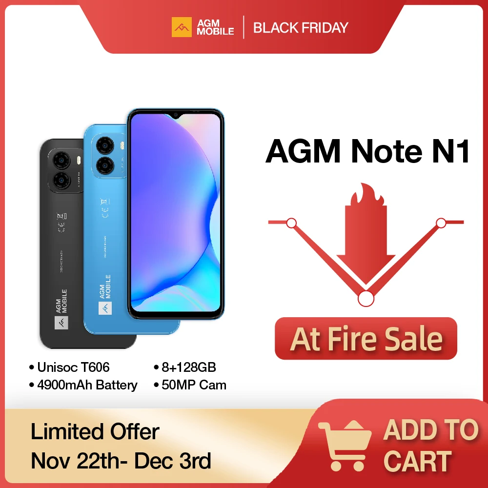 AGM NOTE N1 Smartphone: 8GB/128GB, Unisoc T606 CPU, 6.52