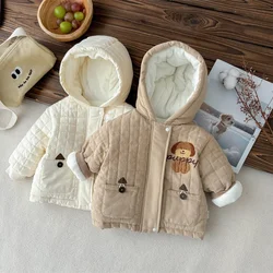 2024 Winter New in Kids Infant Boys Thicken Warm Outwear ,toddler Baby Hooded Zipper Cartoon Dog Jacket Top Outfits 0-3Y