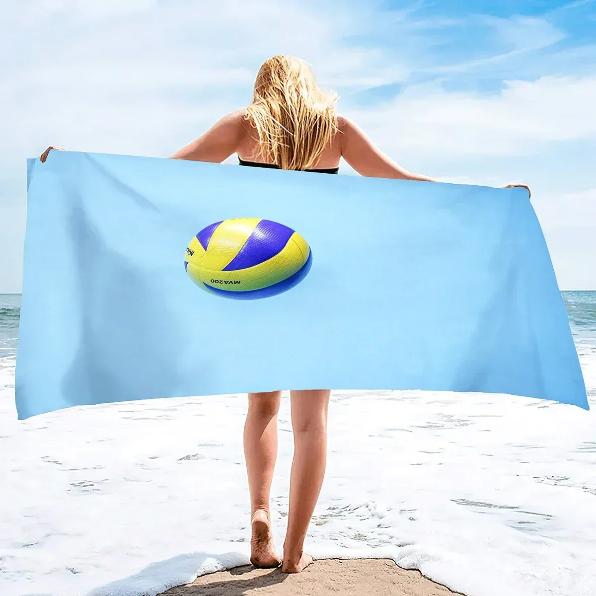 Volleyball Beach Towel,Quick Dry Microfiber Sand Free Towel Oversized Absorbent for Pool Swimming Bathroom 70X140cm