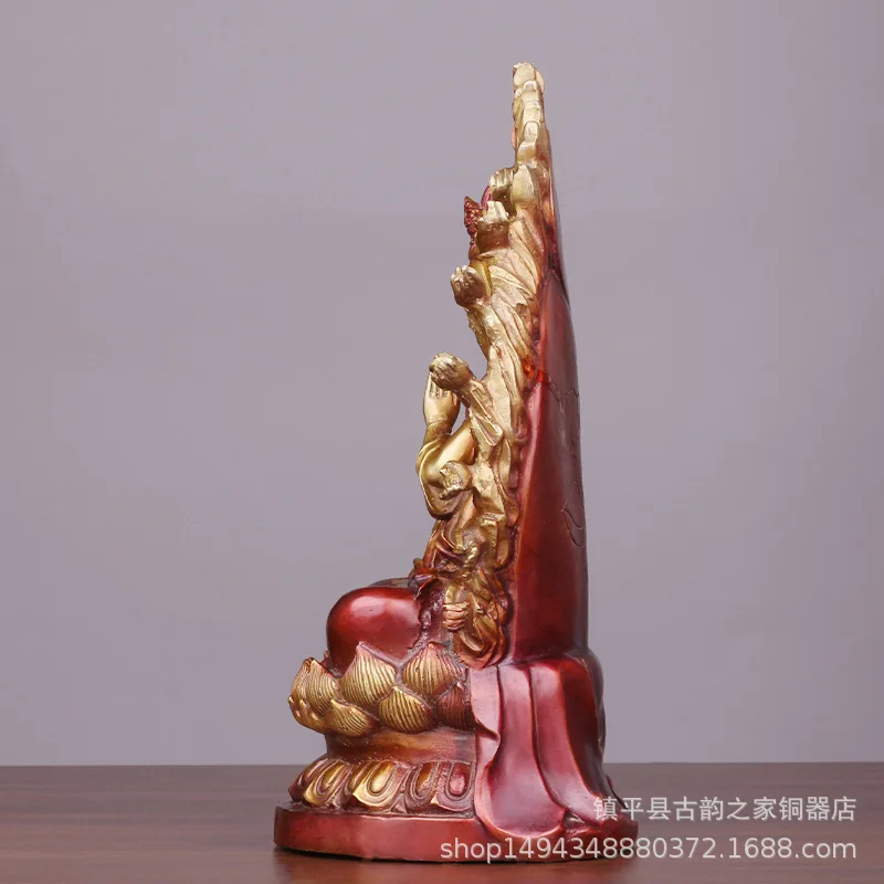 Large Bronze - Guanyin Statue for Home Worship, Full Copper Painted -Hand with Backlight, Thousand-Arm Guany
