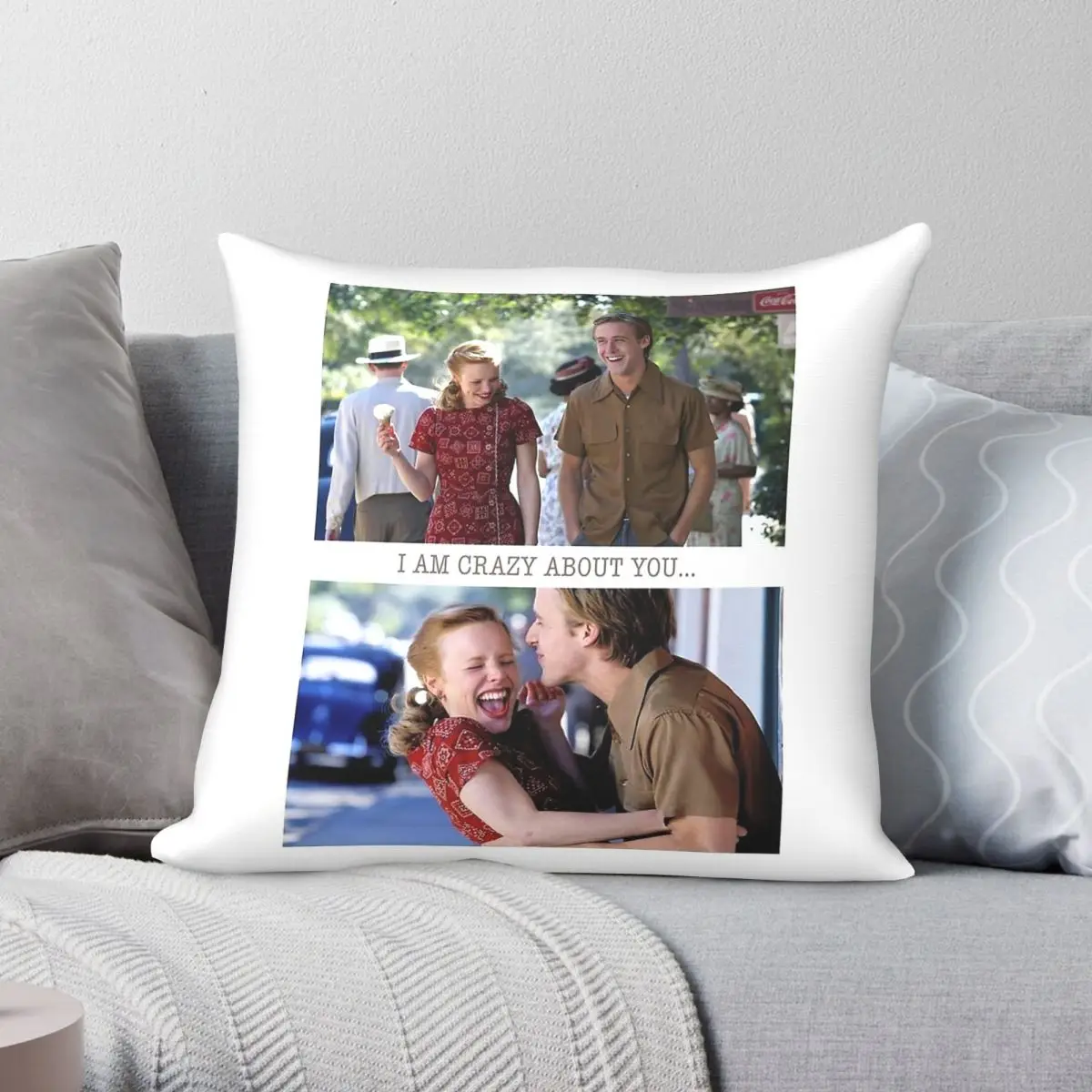 The Notebook Crazy About You Pillowcase Polyester Linen Velvet Printed Zip Decorative Throw Pillow Case Home 45x45
