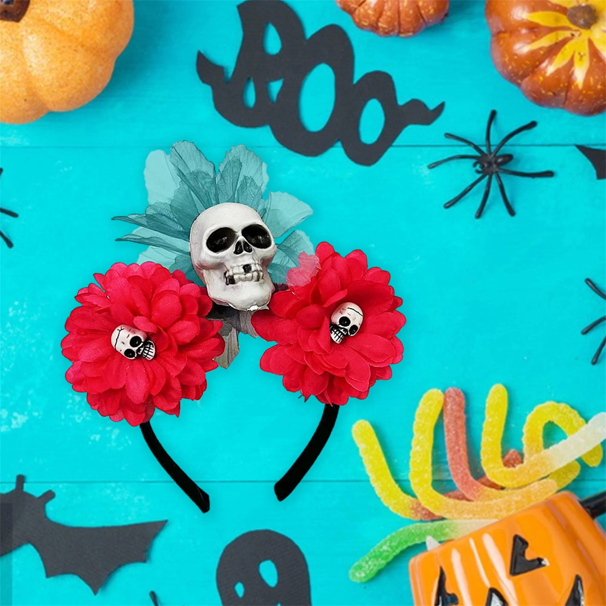 

Spooky Halloween Headband with Ghosts and Pumpkins Creepy Party Cosplay Hair Accessory Festive Hair Hoop for Dress-up Photo