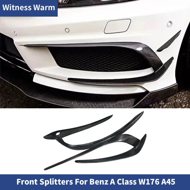 Front Bumper Splitter Lip Front Spoiler Suitable for Mercedes a Class W176 A180 A200 A250 A45 Amg Front Air Knife 2012-15