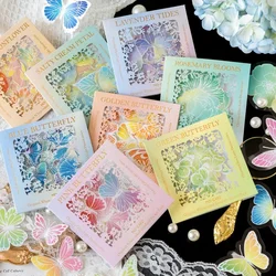 Journamm 30pcs/pack Butterfly Stickers for Junk Journal Waterproof PET DIY Scrapbooking Collage Photo Aesthetics Decor Stickers