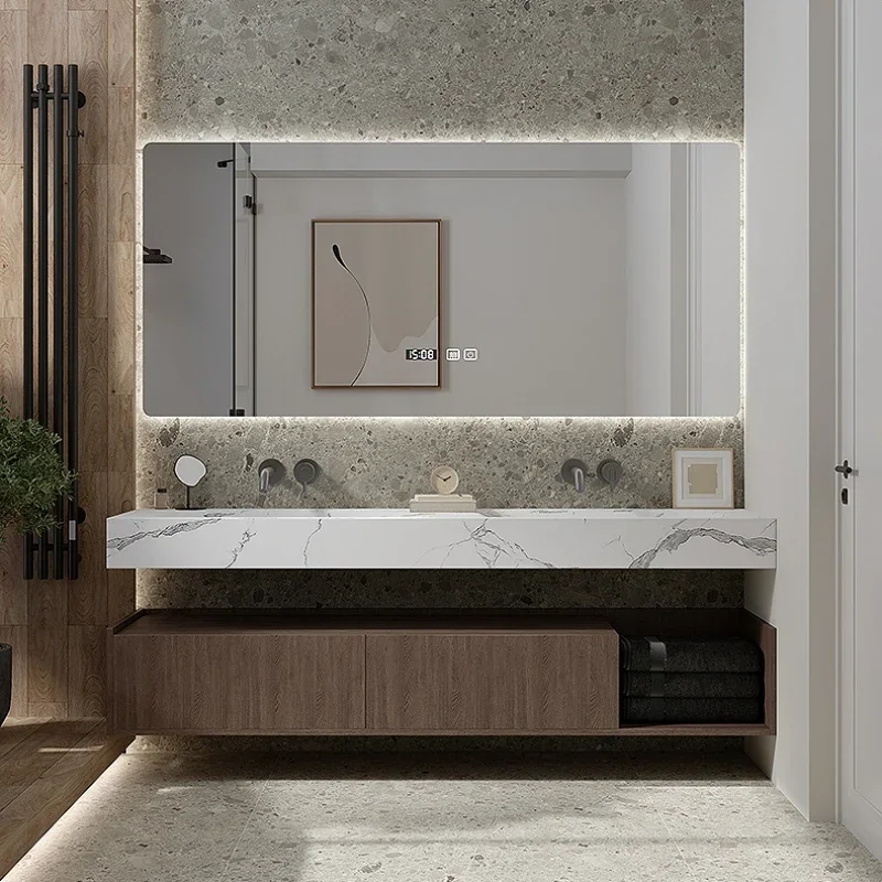 

Salon Station Mdf Bathroom Furniture Cabinet Washbasin Narrow Mirror Sink Under the Sink Luxury Base Open Cabinets Vanity Filing