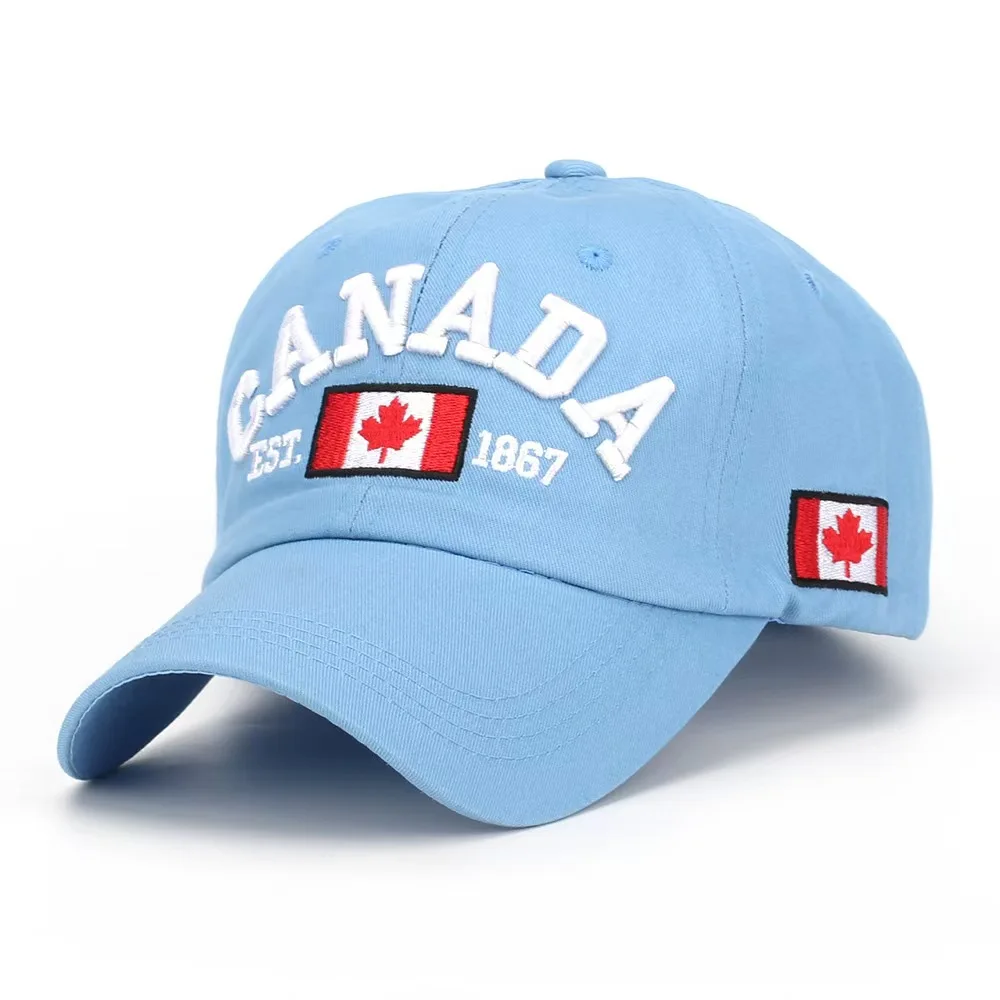 Unisex Distressed Vintage-Style Baseball Cap with Letter Embroidery and Maple Leaf Flag Detail
