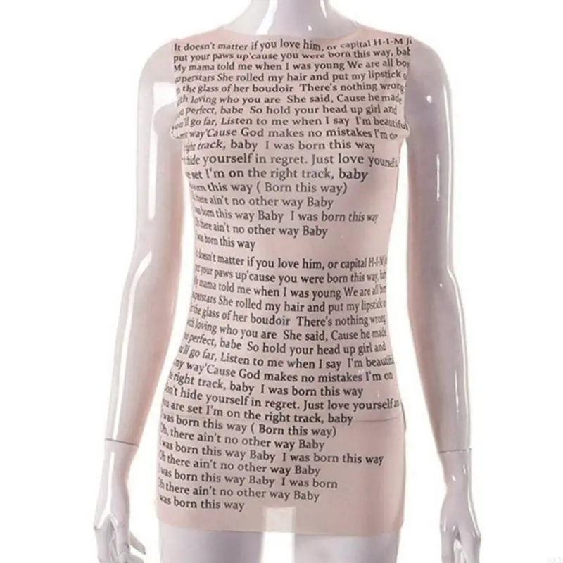 حرف فريد من نوعه طباعة بلا أكمام أعلى قمم الخزانات للتنفس لأفراد الأزياء #2