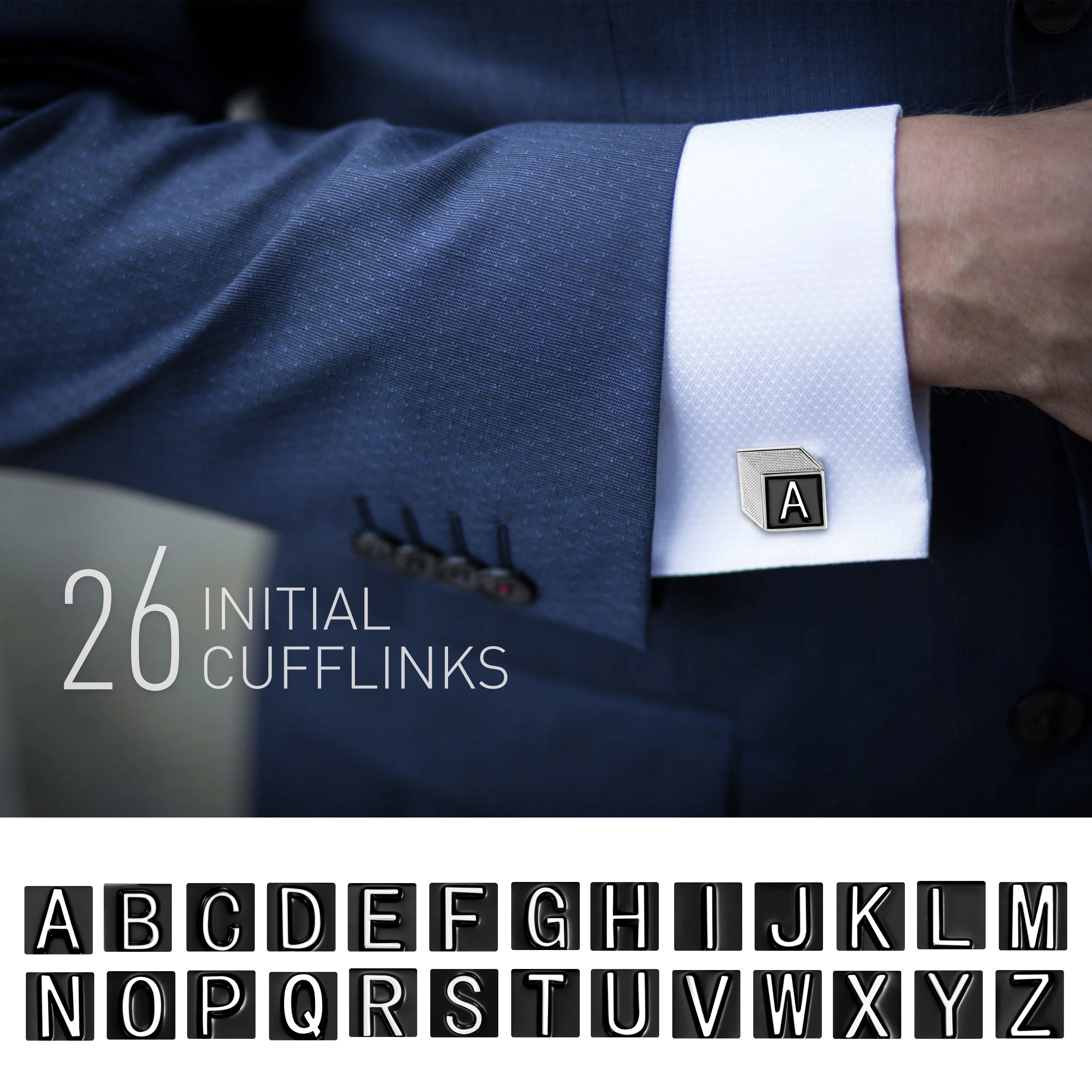 

Hawson (A-Z)initials cufflinks, men's personalised French Shirt Accessories cufflinks Gift