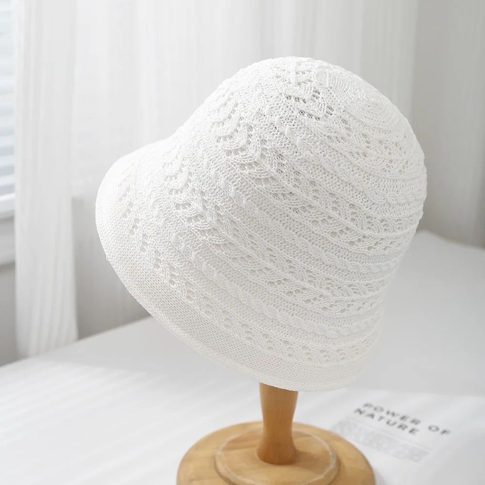 

Casual Breathable Bucket Hat Knitted Wide Brim Sun Hat Sun Protection Foldable Fisherman Hat Spring and Summer