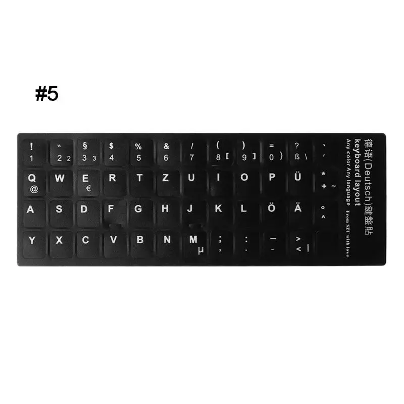 DN59 Durable Russian/French/Spanish/Japanese/German/Arabic/Korean/Italian Keyboard Language Sticker Black White Waterproof