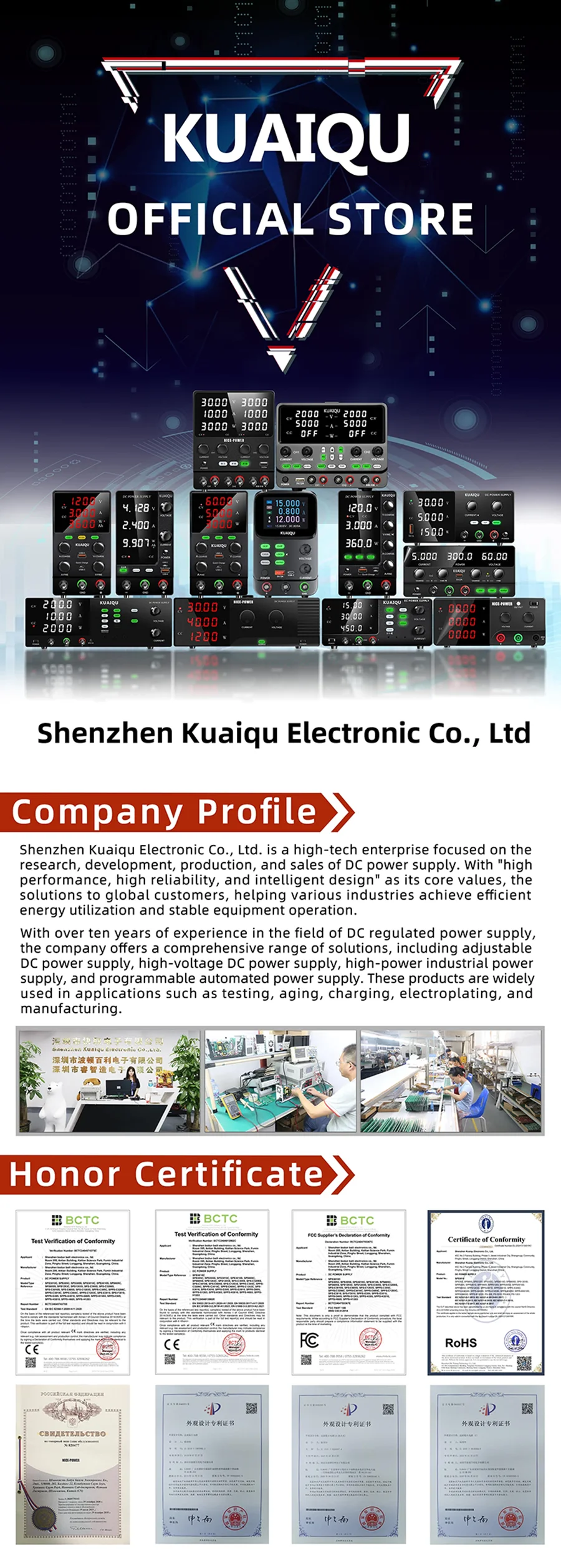 KUAIQU 30V 10A Labor-Gleichstromversorgung Einstellbar 60V 5A 300W 120V 3A 360W mit 4 Datenspeicher-Sets Netzteil für Labor und DIY – Detail 1