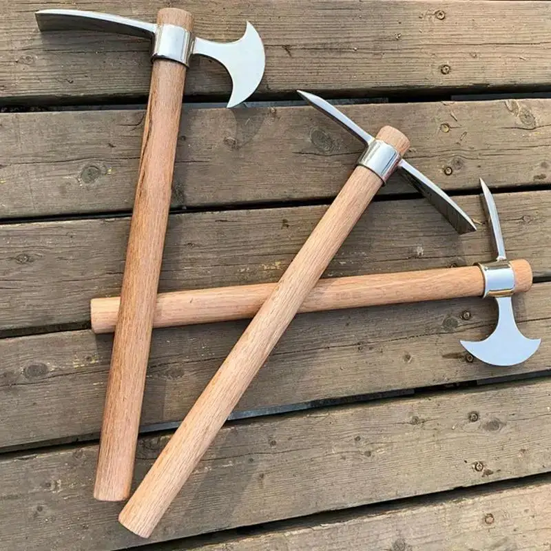 1Pcs Stainless Steel Pickaxe with Wooden Handles Outdoor Camping Gardening Mattock Multifunctional Pick Axe