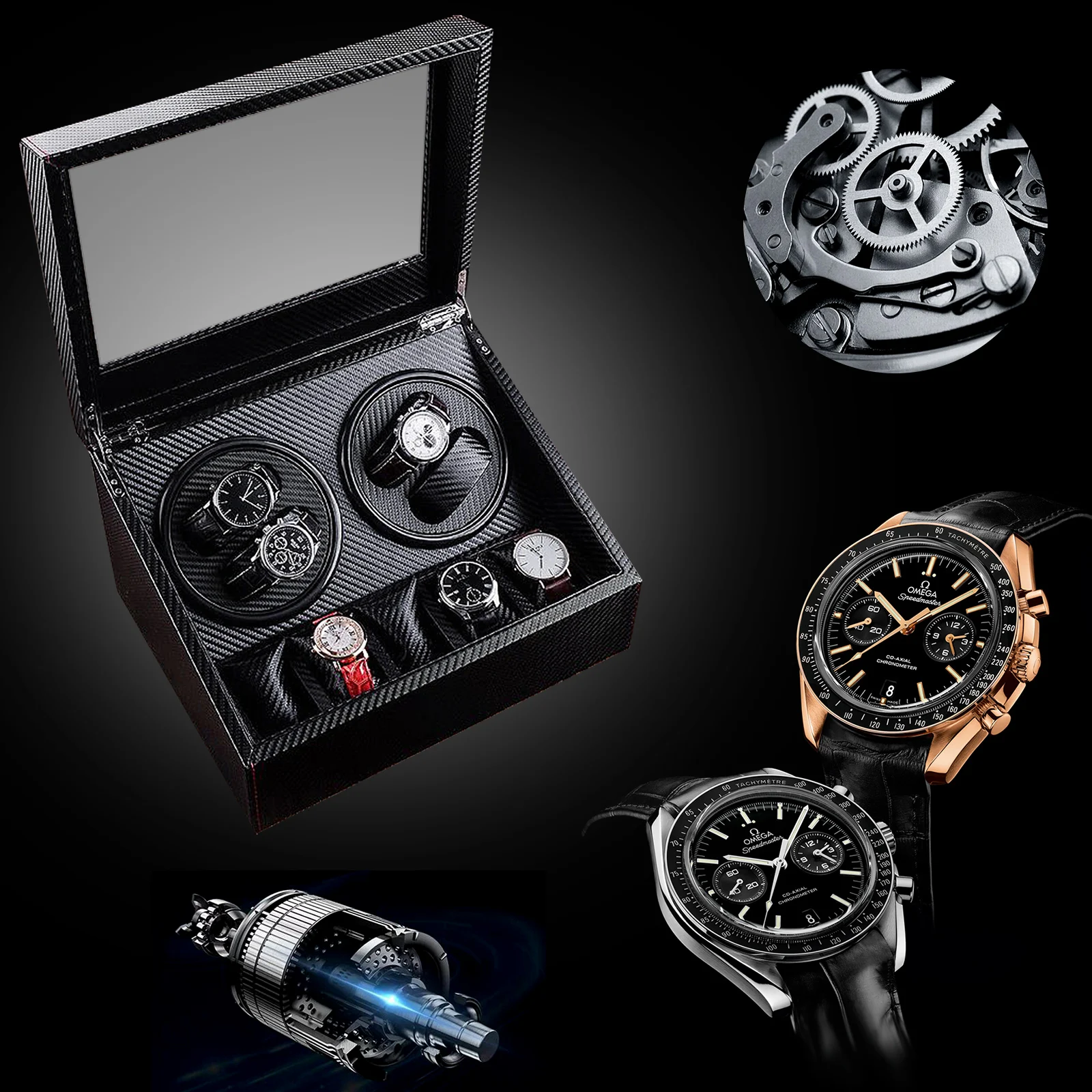 Watch Winder 4+6 Automatic Watches Mover Watches Watch Winder Box Watch Box PU Leather Automatic Mover Watch winder box