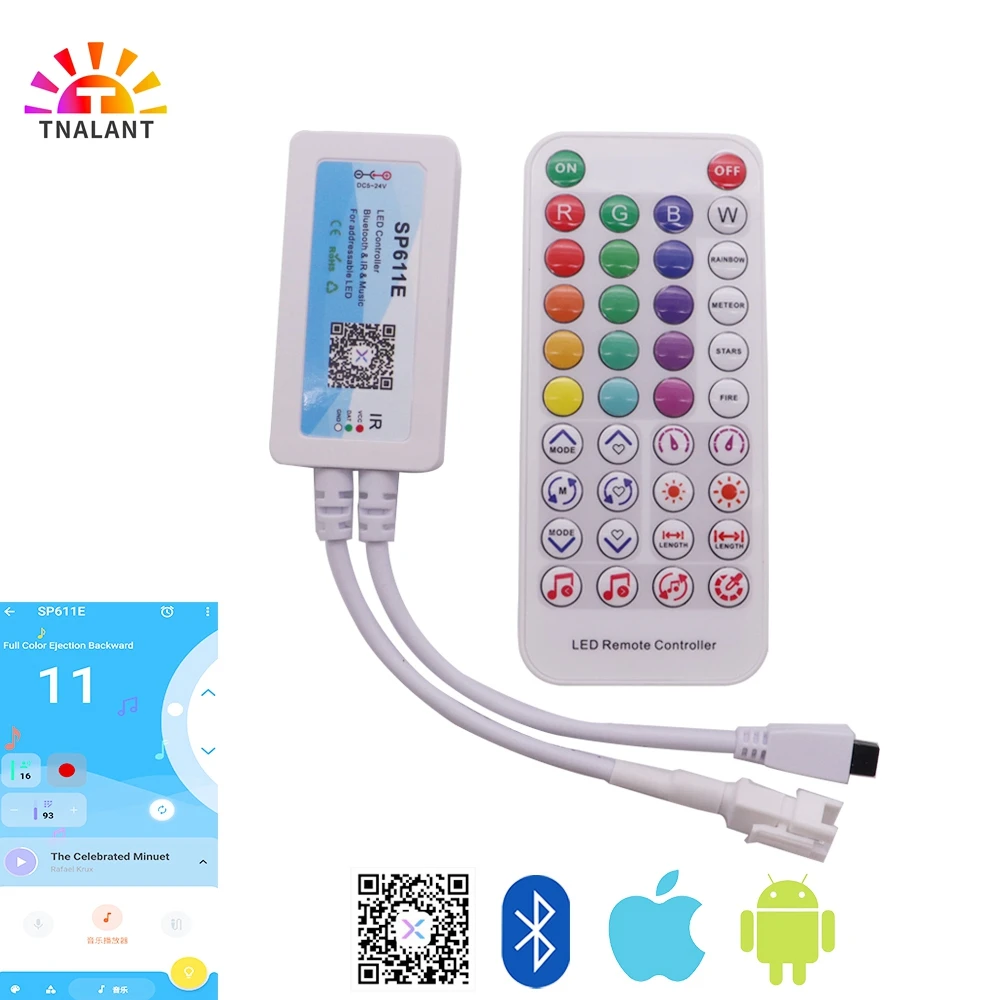 RGB Smart Music Bluetooth Smart Controller  SP611E For WS2812B SK6812 WS2811 Addressable Led RGB Tape Strip