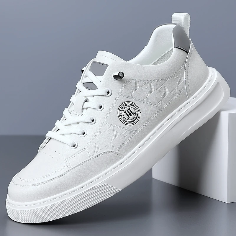 

Men's Autumn New Arrival Black Leather Shoes - Breathable Thick-Sole Stylish Sneakers, Casual & Sporty, Versatile & Lightweight