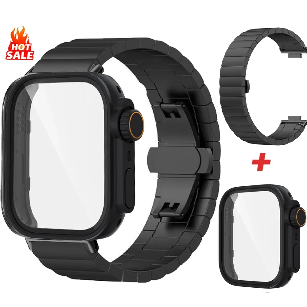 화웨이 워치핏 4/핏 4Pro용 울트라 케이스+스테인리스 스틸 밴드, 화웨이 워치핏 3용 보호 쉘 메탈 스트랩으로 변경