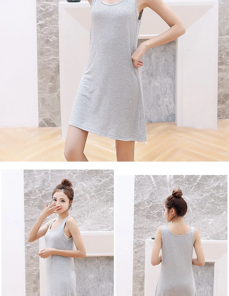 1 40 Momme Modal Sommer-Midikleid für Damen Ärmelloses Locker Sitzendes Tanktop-Kleid Lässiges Layering-Slip-Kleid – Detail 18