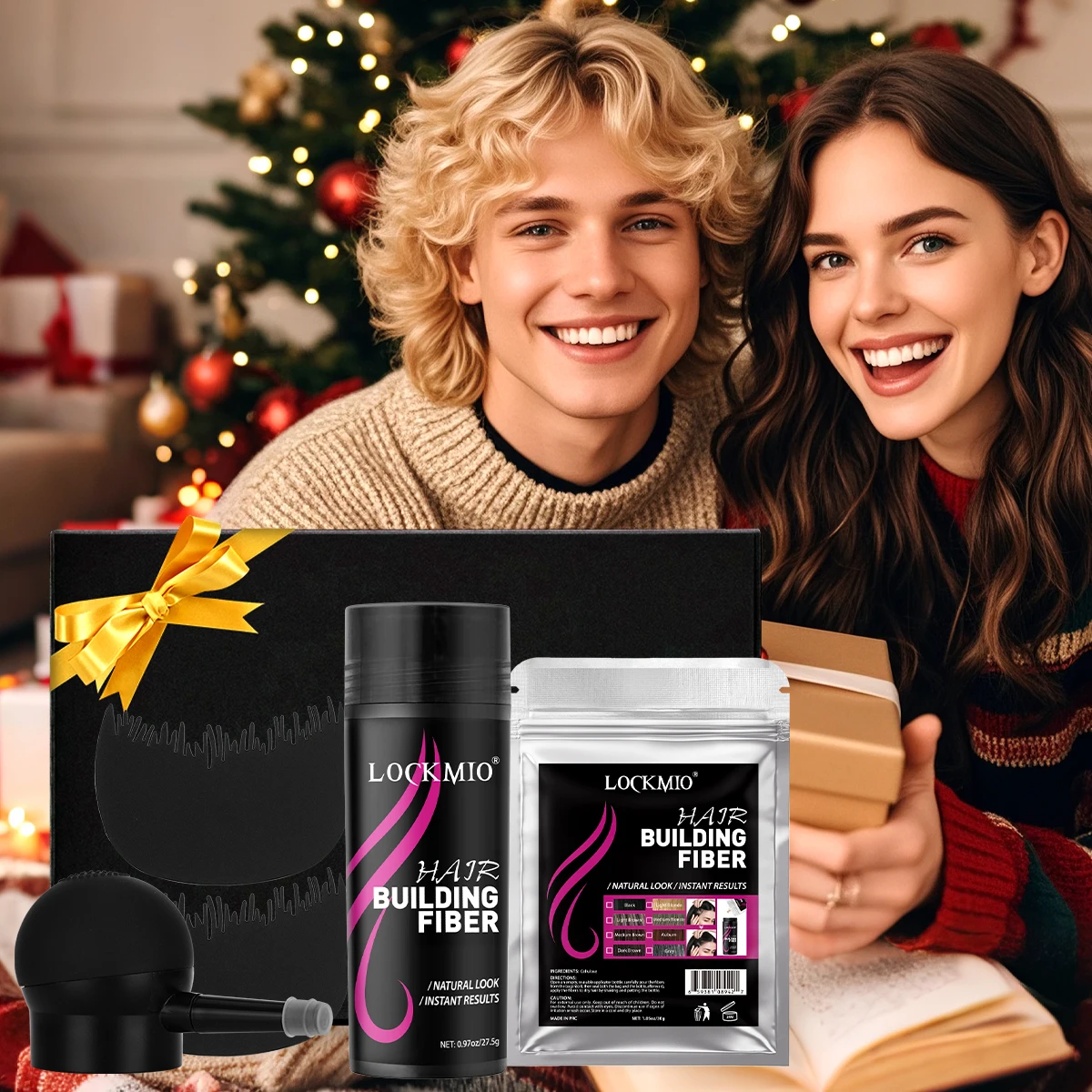 

LOCKMIO Новый набор оптоволоконных порошков Быстрое добавление объема и толщины для истонченных волос Временно закрывает серо-белуе волокно для наращивания волос