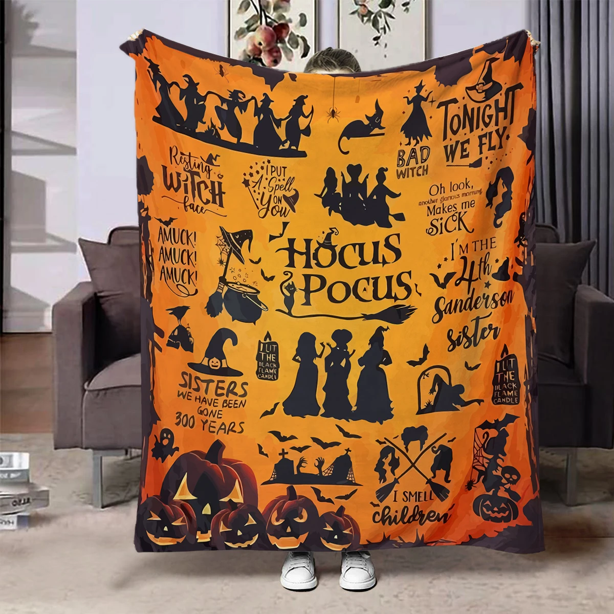 Halloween-Kreativ-Überwurfdecke, Decke mit Flanell-Aufdruck, superweiche, gemütliche Decke für Sofa, Nickerchen, Heimdecke, perfektes Zuhause, Geschenk für Sie