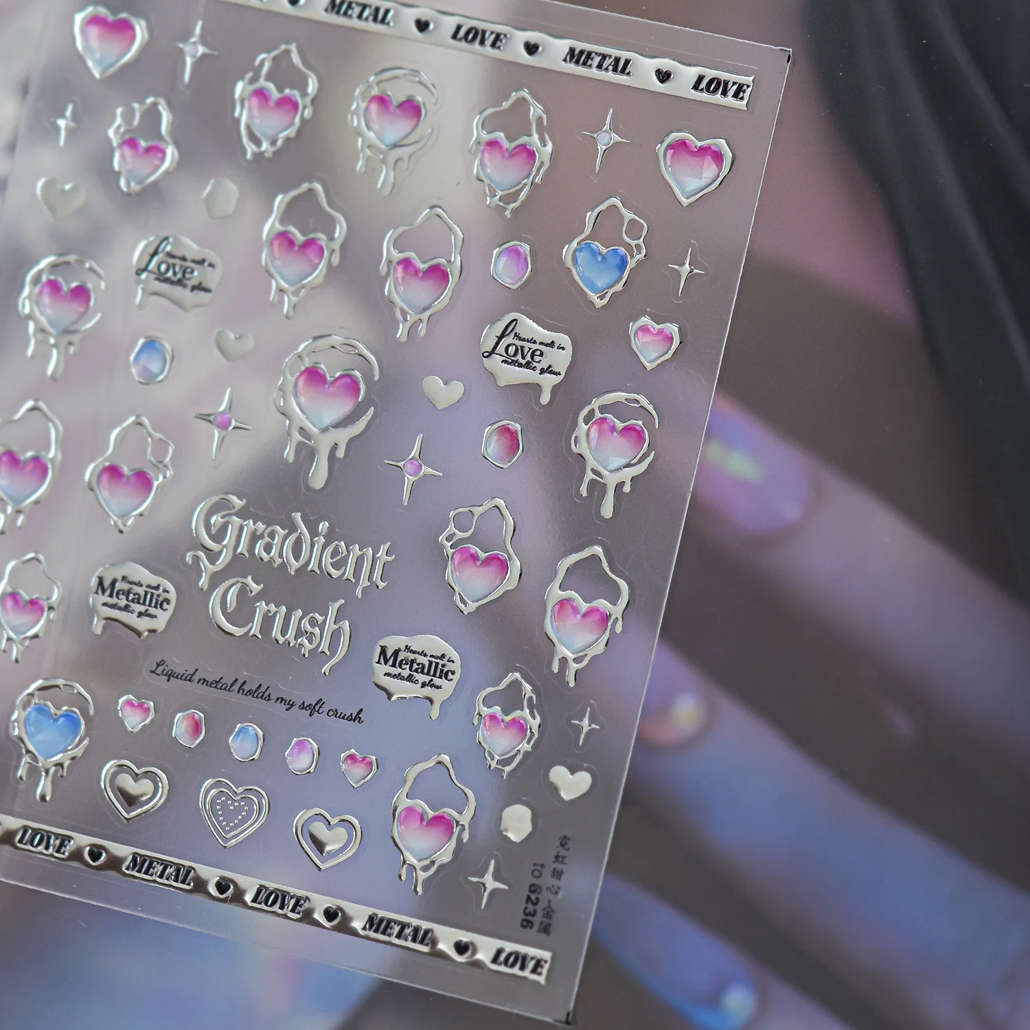 Trend Liquid Metal Contour Irregular Moon 5D Nail Stickers Gradient Round Beads Starburst Star Print Self Adhesive Nail Decor