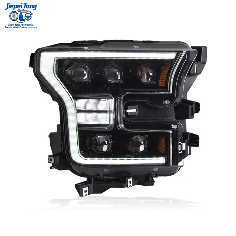 

Фары в сборе для Ford F150 2015-2017: Модифицированные дневные ходовые огни, динамические поворотники, светодиодные линзованные фары